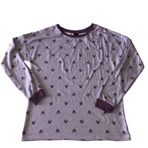 Disney Women’s Minnie Mouse Cozy Pajama Top Long Sleeve Purple Size Small
